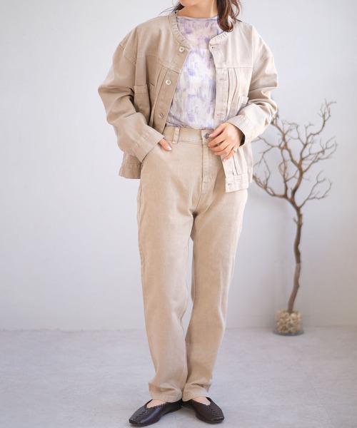 ＡＮＤＪ（アンドジェイ）の「ウォッシュ加工ハイウエストストレートデニムパンツ（デニムパンツ・レディース・ベージュ/アイボリー/ミント・M）」の8枚目の写真