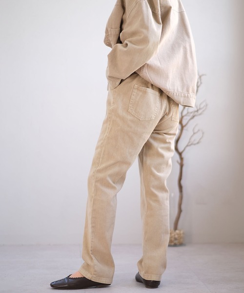 ＡＮＤＪ（アンドジェイ）の「ウォッシュ加工ハイウエストストレートデニムパンツ（デニムパンツ・レディース・ベージュ/アイボリー/ミント・M）」の10枚目の写真