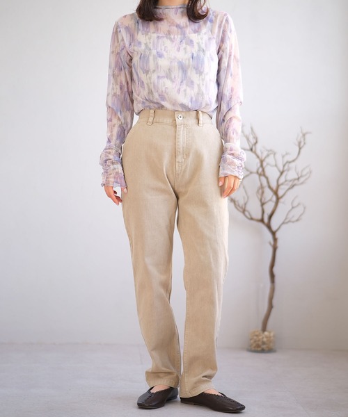 ＡＮＤＪ（アンドジェイ）の「ウォッシュ加工ハイウエストストレートデニムパンツ（デニムパンツ・レディース・ベージュ/アイボリー/ミント・M）」の11枚目の写真