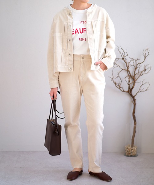 ＡＮＤＪ（アンドジェイ）の「ウォッシュ加工ハイウエストストレートデニムパンツ（デニムパンツ・レディース・ベージュ/アイボリー/ミント・M）」の12枚目の写真