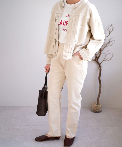 ＡＮＤＪ（アンドジェイ）の「ウォッシュ加工ハイウエストストレートデニムパンツ（デニムパンツ・レディース・ベージュ/アイボリー/ミント・M）」の13枚目の写真