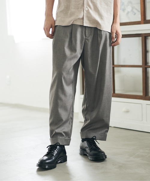 DOOPZ（ドープス）の「back tuck wide slacks PT /  バックタックワイドスラックスパンツ（スラックス・メンズ・チャコールグレー/グレイッシュベージュ・SMALL/MEDIUM/LARGE）」の5枚目の写真