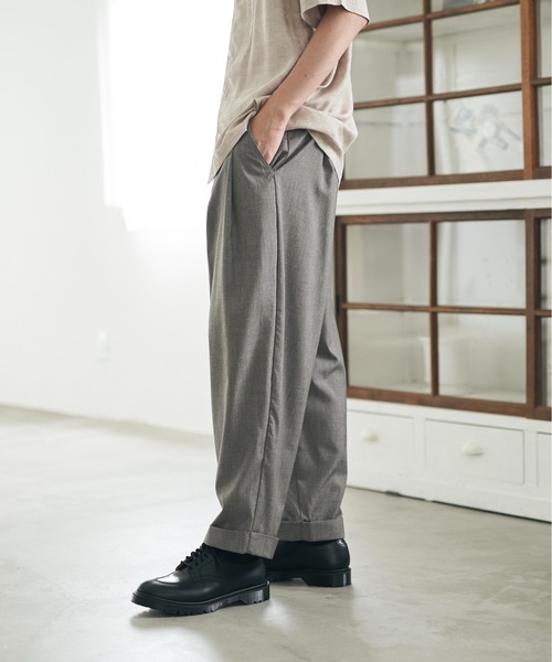 DOOPZ（ドープス）の「back tuck wide slacks PT /  バックタックワイドスラックスパンツ（スラックス・メンズ・チャコールグレー/グレイッシュベージュ・SMALL/MEDIUM/LARGE）」の8枚目の写真
