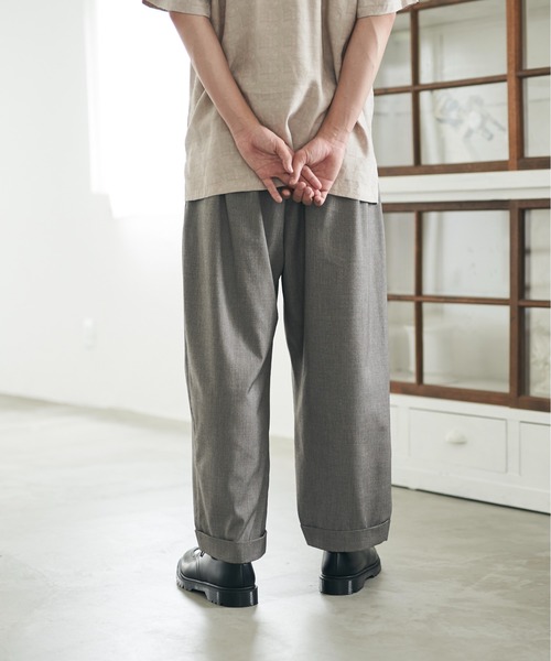 DOOPZ（ドープス）の「back tuck wide slacks PT /  バックタックワイドスラックスパンツ（スラックス・メンズ・チャコールグレー/グレイッシュベージュ・SMALL/MEDIUM/LARGE）」の12枚目の写真