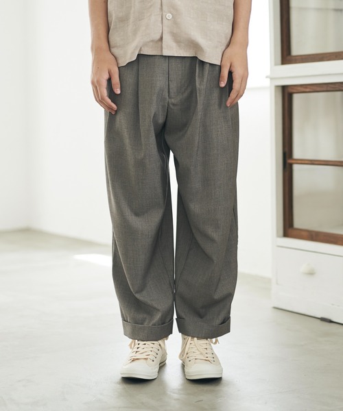 DOOPZ（ドープス）の「back tuck wide slacks PT /  バックタックワイドスラックスパンツ（スラックス・メンズ・チャコールグレー/グレイッシュベージュ・SMALL/MEDIUM/LARGE）」の17枚目の写真