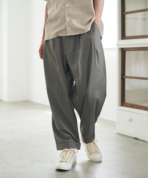 DOOPZ（ドープス）の「back tuck wide slacks PT /  バックタックワイドスラックスパンツ（スラックス・メンズ・チャコールグレー/グレイッシュベージュ・SMALL/MEDIUM/LARGE）」の16枚目の写真