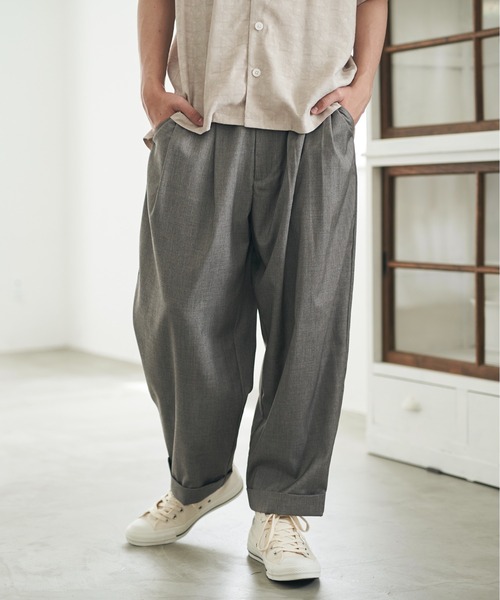 DOOPZ（ドープス）の「back tuck wide slacks PT /  バックタックワイドスラックスパンツ（スラックス・メンズ・チャコールグレー/グレイッシュベージュ・SMALL/MEDIUM/LARGE）」の15枚目の写真