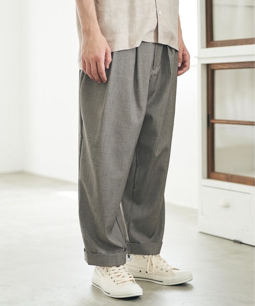 DOOPZ（ドープス）の「back tuck wide slacks PT /  バックタックワイドスラックスパンツ（スラックス・メンズ・チャコールグレー/グレイッシュベージュ・SMALL/MEDIUM/LARGE）」の19枚目の写真