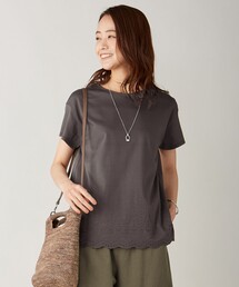 J.PRESS Ladies（J.プレス レディス）の「【UVケア・接触冷感】コンパクトコットンスムース 裾刺繍 カットソー（Tシャツ/カットソー）」