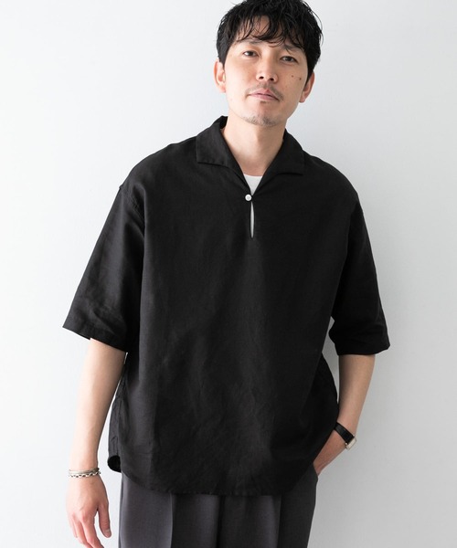 URBAN RESEARCH ROSSO MEN（アーバンリサーチロッソメン）の「『XLサイズあり』リネンスキッパーシャツ（シャツ/ブラウス・メンズ・ブラック/カーキ/ブラウン・X-LARGE/SMALL/LARGE/MEDIUM）」の2枚目の写真