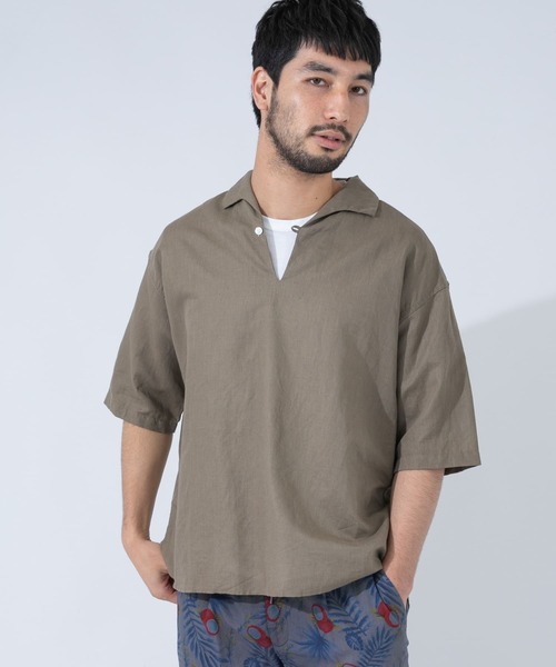 URBAN RESEARCH ROSSO MEN（アーバンリサーチロッソメン）の「『XLサイズあり』リネンスキッパーシャツ（シャツ/ブラウス・メンズ・ブラック/カーキ/ブラウン・X-LARGE/SMALL/LARGE/MEDIUM）」の17枚目の写真