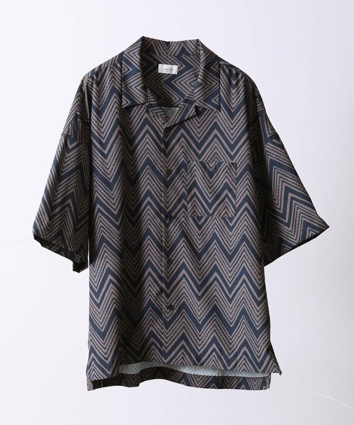 JUNRED（ジュンレッド）の「レトロパターンオープンカラーシャツ（シャツ/ブラウス・メンズ・ブラック/ブラウン/ベージュ/パープル・M/L）」の3枚目の写真