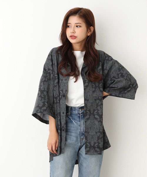 JUNRED（ジュンレッド）の「レトロパターンオープンカラーシャツ（シャツ/ブラウス・メンズ・ブラック/ブラウン/ベージュ/パープル・M/L）」の13枚目の写真