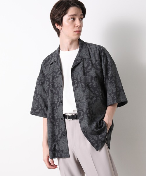 JUNRED（ジュンレッド）の「レトロパターンオープンカラーシャツ（シャツ/ブラウス・メンズ・ブラック/ブラウン/ベージュ/パープル・M/L）」の6枚目の写真