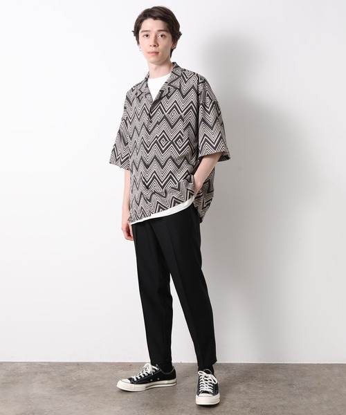 JUNRED（ジュンレッド）の「レトロパターンオープンカラーシャツ（シャツ/ブラウス・メンズ・ブラック/ブラウン/ベージュ/パープル・M/L）」の16枚目の写真