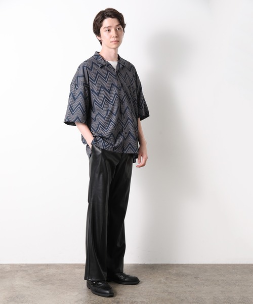 JUNRED（ジュンレッド）の「レトロパターンオープンカラーシャツ（シャツ/ブラウス・メンズ・ブラック/ブラウン/ベージュ/パープル・M/L）」の15枚目の写真