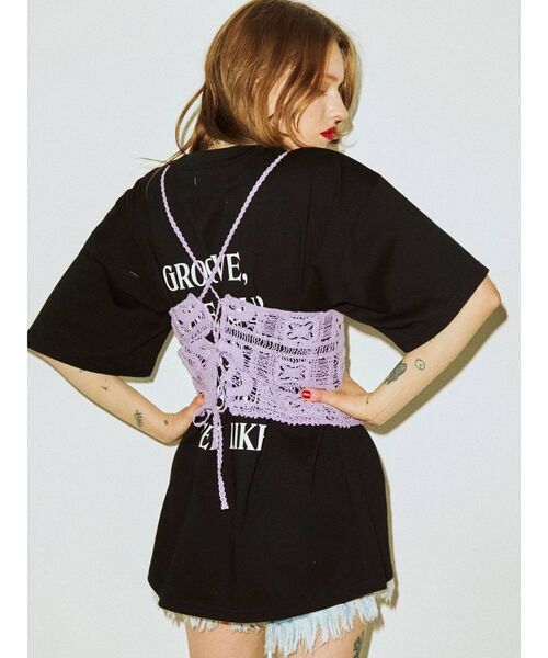 jouetie（ジュエティ）の「【セットアップ対応】クロシェビスチェ（キャミソール・レディース・ブラック/パープル/アイボリー・MEDIUM）」の3枚目の写真