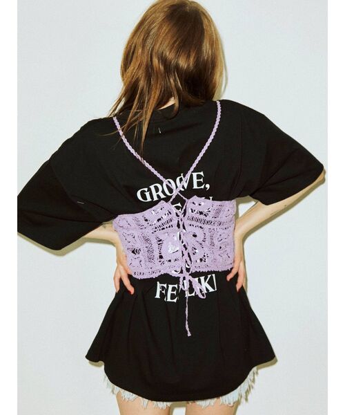 jouetie（ジュエティ）の「【セットアップ対応】クロシェビスチェ（キャミソール・レディース・ブラック/パープル/アイボリー・MEDIUM）」の6枚目の写真