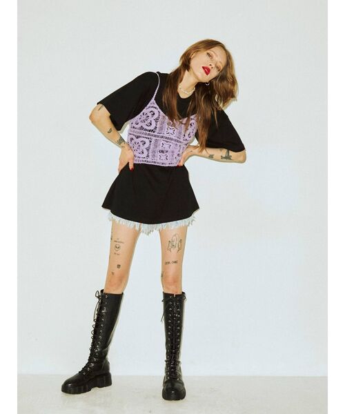 jouetie（ジュエティ）の「【セットアップ対応】クロシェビスチェ（キャミソール・レディース・ブラック/パープル/アイボリー・MEDIUM）」の7枚目の写真