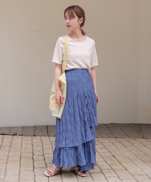 Kastane（カスタネ）の「ビンテージサテンアシメフリルスカート（スカート・レディース・アイボリー/ブルー・FREE）」の5枚目の写真