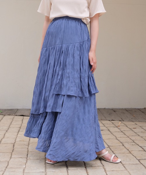 Kastane（カスタネ）の「ビンテージサテンアシメフリルスカート（スカート・レディース・アイボリー/ブルー・FREE）」の8枚目の写真