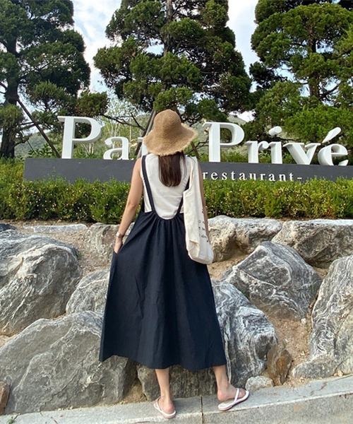 Jewelobe（ジュエローブ）の「綿麻ジャンバースカート（ワンピース・レディース・ブラック/ベージュ/ネイビー・FREE）」の22枚目の写真