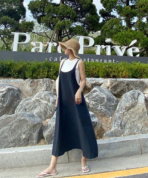 Jewelobe（ジュエローブ）の「綿麻ジャンバースカート（ワンピース・レディース・ブラック/ベージュ/ネイビー・FREE）」の13枚目の写真