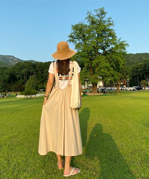 Jewelobe（ジュエローブ）の「綿麻ジャンバースカート（ワンピース・レディース・ブラック/ベージュ/ネイビー・FREE）」の9枚目の写真