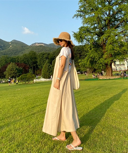 Jewelobe（ジュエローブ）の「綿麻ジャンバースカート（ワンピース・レディース・ブラック/ベージュ/ネイビー・FREE）」の14枚目の写真