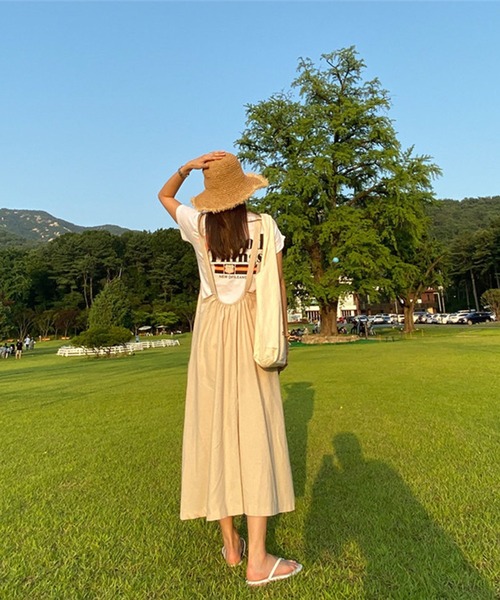 Jewelobe（ジュエローブ）の「綿麻ジャンバースカート（ワンピース・レディース・ブラック/ベージュ/ネイビー・FREE）」の10枚目の写真