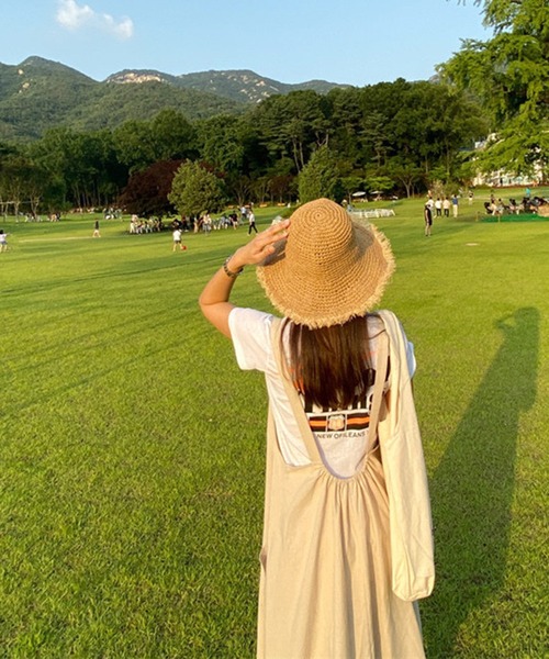 Jewelobe（ジュエローブ）の「綿麻ジャンバースカート（ワンピース・レディース・ブラック/ベージュ/ネイビー・FREE）」の6枚目の写真