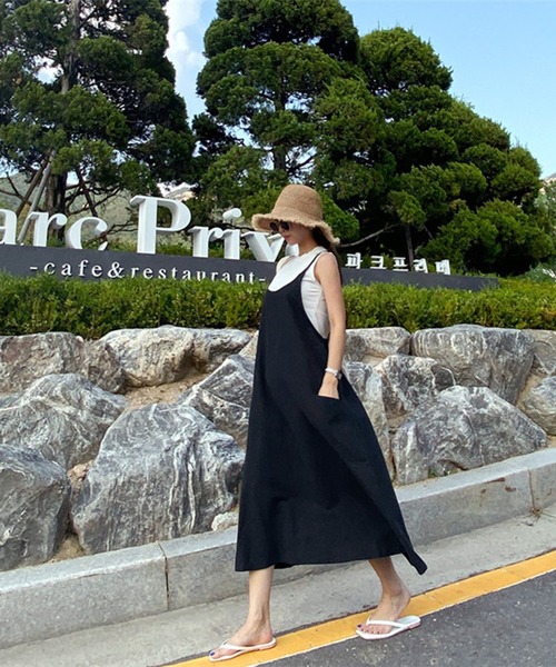 Jewelobe（ジュエローブ）の「綿麻ジャンバースカート（ワンピース・レディース・ブラック/ベージュ/ネイビー・FREE）」の21枚目の写真