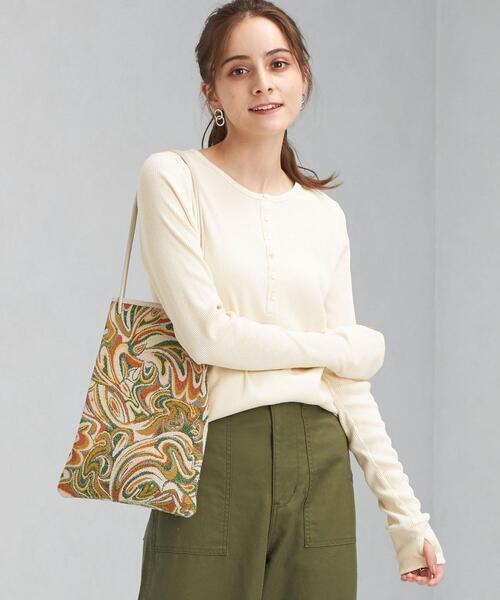 green label relaxing（グリーンレーベルリラクシング）の「ローシルク リブ プルオーバー カットソー（Tシャツ/カットソー・レディース・ブラック/パープル/オフホワイト・FREE）」の2枚目の写真