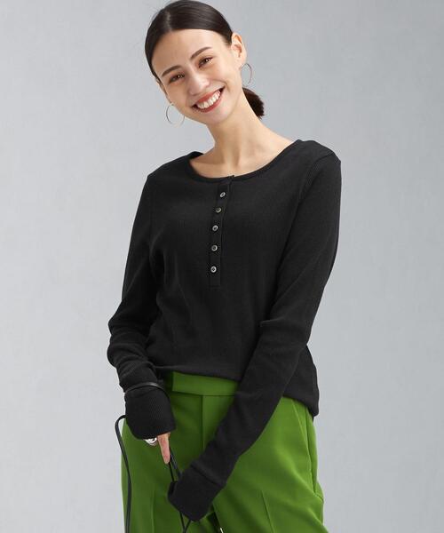 green label relaxing（グリーンレーベルリラクシング）の「ローシルク リブ プルオーバー カットソー（Tシャツ/カットソー・レディース・ブラック/パープル/オフホワイト・FREE）」の3枚目の写真