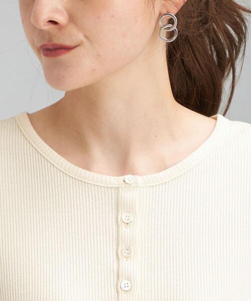 green label relaxing（グリーンレーベルリラクシング）の「ローシルク リブ プルオーバー カットソー（Tシャツ/カットソー・レディース・ブラック/パープル/オフホワイト・FREE）」の7枚目の写真