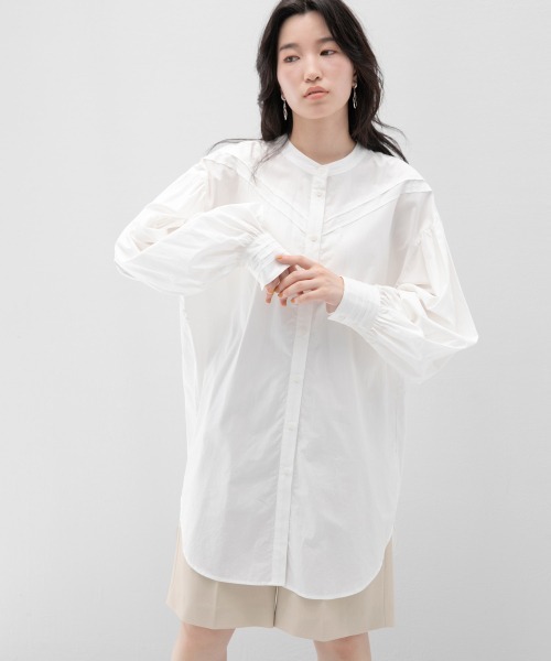 LOWRYS FARM(ローリーズファーム)の「マルチボリュームチュニックLS 215271(シャツ/ブラウス・レディース・オフホワイト/ブラック/オレンジ/ストライプ・FREE)」の2枚目の写真