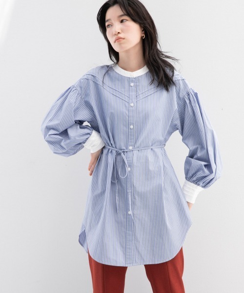 LOWRYS FARM(ローリーズファーム)の「マルチボリュームチュニックLS 215271(シャツ/ブラウス・レディース・オフホワイト/ブラック/オレンジ/ストライプ・FREE)」の4枚目の写真