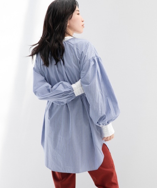 LOWRYS FARM(ローリーズファーム)の「マルチボリュームチュニックLS 215271(シャツ/ブラウス・レディース・オフホワイト/ブラック/オレンジ/ストライプ・FREE)」の21枚目の写真