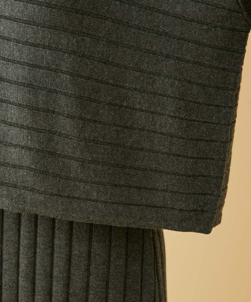 MADEMOISELLE ROPE'（マドモアゼル ロペ）の「【2点セット】デザインニット×リブワンピース（ワンピース・レディース・チャコールグレー/オフホワイト/ライトグリーン・38）」の7枚目の写真