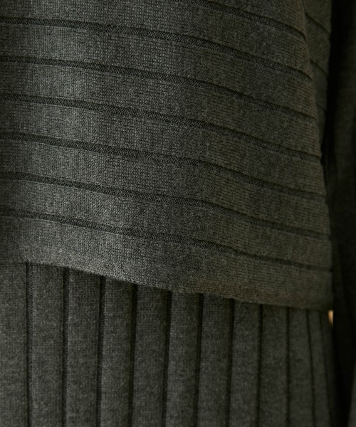 MADEMOISELLE ROPE'（マドモアゼル ロペ）の「【2点セット】デザインニット×リブワンピース（ワンピース・レディース・チャコールグレー/オフホワイト/ライトグリーン・38）」の11枚目の写真