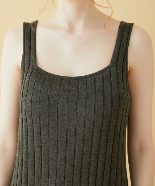 MADEMOISELLE ROPE'（マドモアゼル ロペ）の「【2点セット】デザインニット×リブワンピース（ワンピース・レディース・チャコールグレー/オフホワイト/ライトグリーン・38）」の15枚目の写真