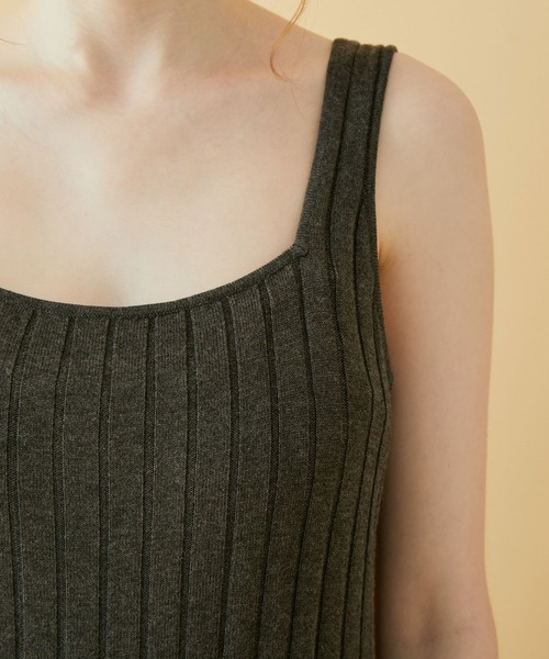 MADEMOISELLE ROPE'（マドモアゼル ロペ）の「【2点セット】デザインニット×リブワンピース（ワンピース・レディース・チャコールグレー/オフホワイト/ライトグリーン・38）」の22枚目の写真