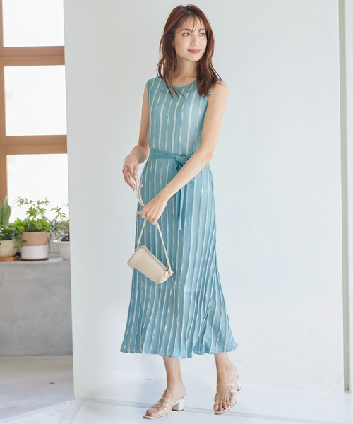 KOBE LETTUCE(コウベレタス)の「シアーストライプニットワンピース(ワンピース・レディース・ブルー系その他/ブラウン・FREE)」の7枚目の写真