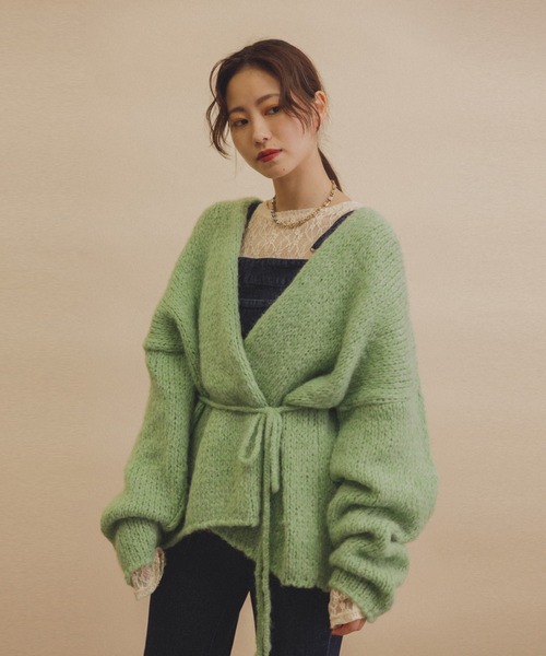 TRICOTS JEAN MARC（トリコットジーンマルク）の「【TRICOTS JEAN MARC for MADEMOISELLE】カシュクールカーディガン（カーディガン/ボレロ・レディース・キナリ/ベージュ/ライトグリーン/レッド・FREE）」の3枚目の写真