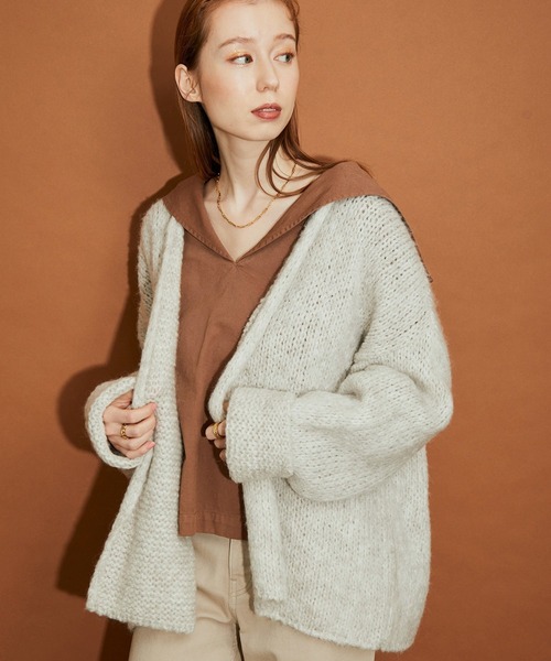 TRICOTS JEAN MARC（トリコットジーンマルク）の「【TRICOTS JEAN MARC for MADEMOISELLE】カシュクールカーディガン（カーディガン/ボレロ・レディース・キナリ/ベージュ/ライトグリーン/レッド・FREE）」の2枚目の写真