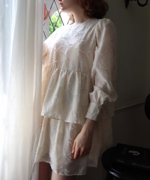 epine（エピヌ）の「Jacquard see-through double frill onepiece（ワンピース・レディース・ブラック/アイボリー・M）」の9枚目の写真