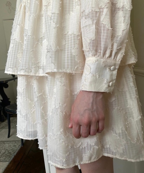 epine（エピヌ）の「Jacquard see-through double frill onepiece（ワンピース・レディース・ブラック/アイボリー・M）」の14枚目の写真