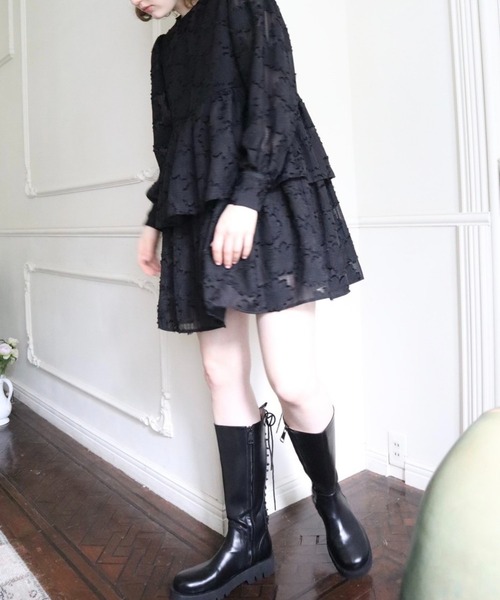 epine（エピヌ）の「Jacquard see-through double frill onepiece