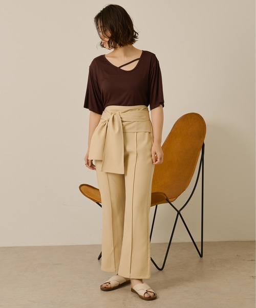 Ambre Neige（アンブルネージュ）の「アシンメトリートップス／【WEB/EC限定商品】（Tシャツ/カットソー・レディース・ダークブラウン/ベージュ・FREE）」の15枚目の写真