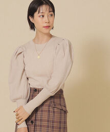 Ray BEAMS | Ray BEAMS / タック バルーンスリーブ クルーネック ニット(ニット/セーター)